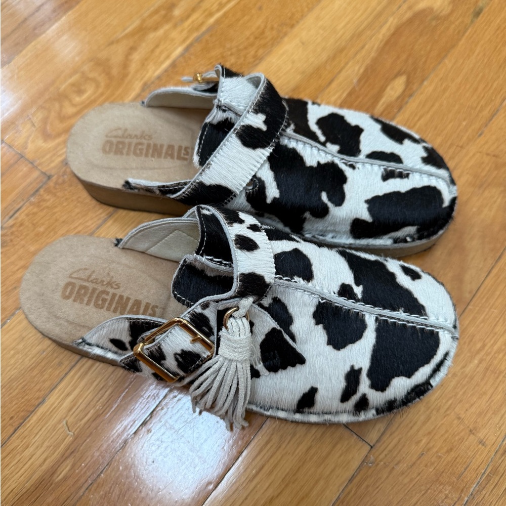 Clarks Originals Cow Print Mules